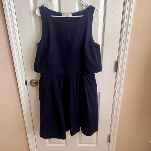 LOFT Dresses & Skirts - LOFT Dress Women's Size 14 Sleeveless Navy Blue Pleated Career Casual